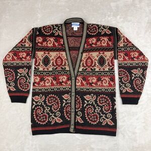 VTG Pendleton Wool Cardigan Sweater Womens Small Multicolor Paisley Boho 90s USA